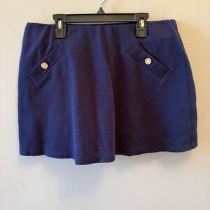 Lilly Pulitzer Madison Skort Navy Blue Textured Gold Buttons Size Medium